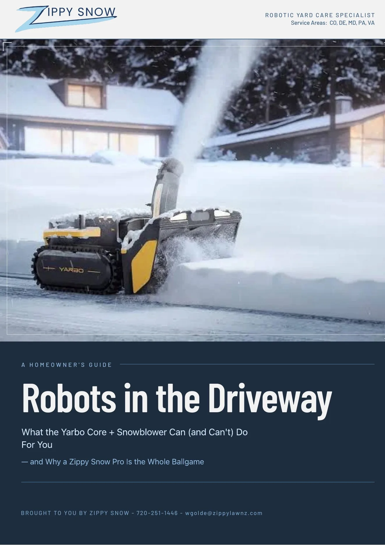 Cover: Robots in the Driveway — a homeowner’s guide from Zippy Snow